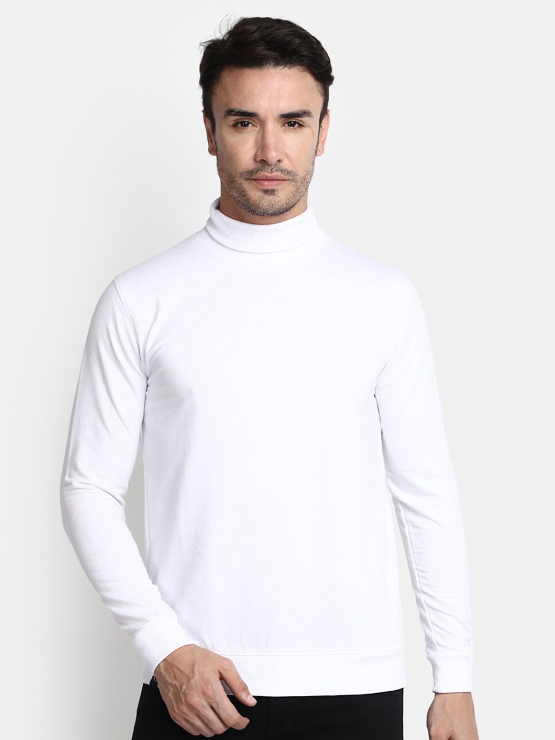 

V-Mart High Neck Cotton T-shirt, White