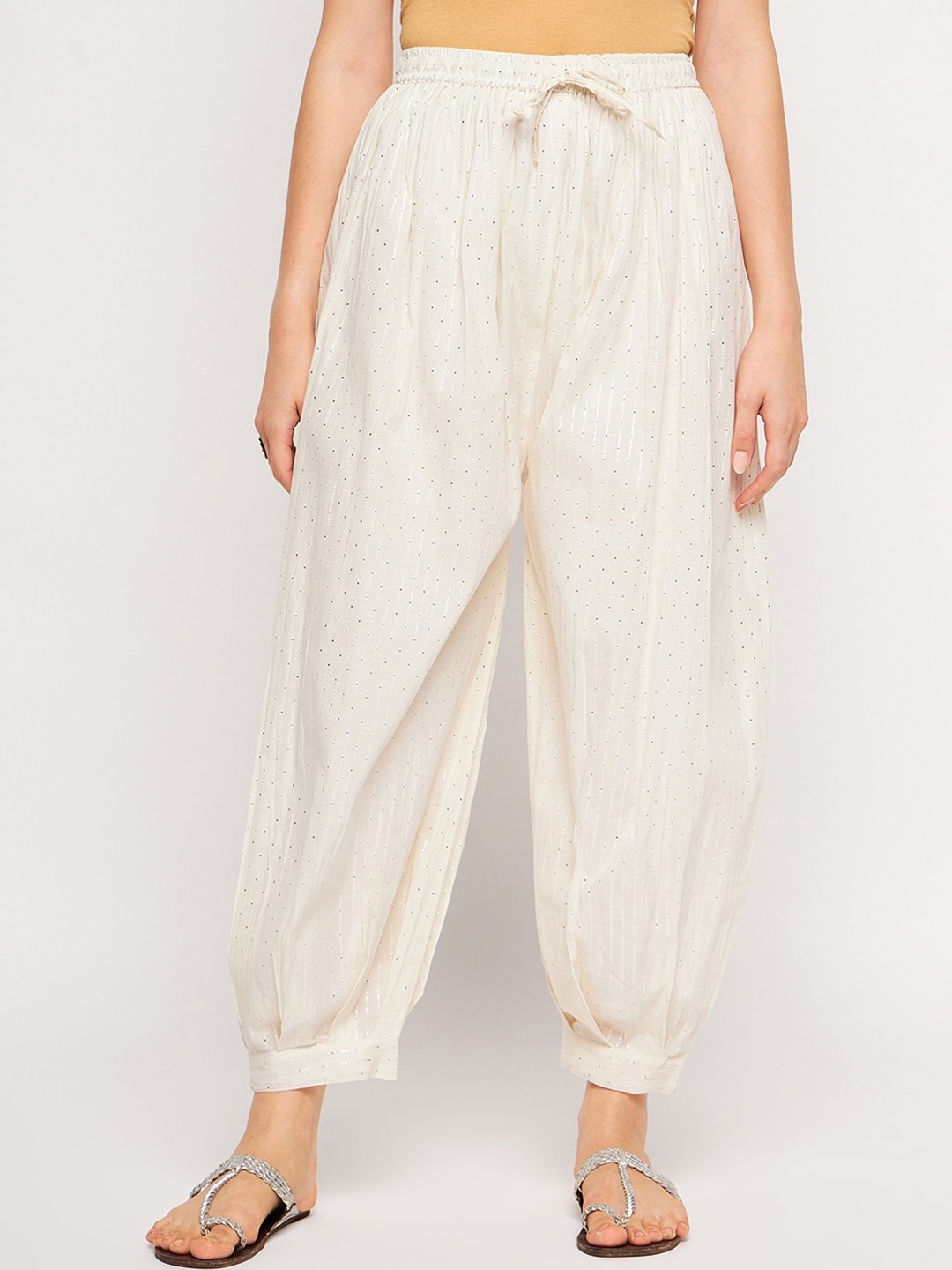 

Castle Lifestyle Women Pure Cotton Loose-Fit Salwar, Off white