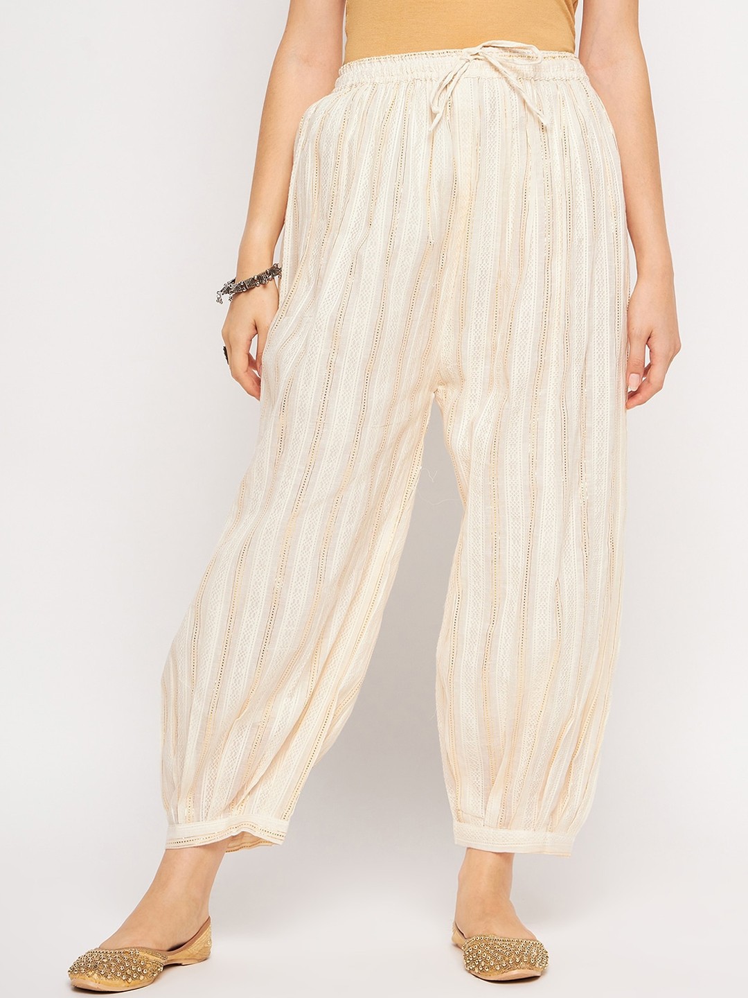 

Castle Lifestyle Women Pure Cotton Loose-Fit Salwar, Off white