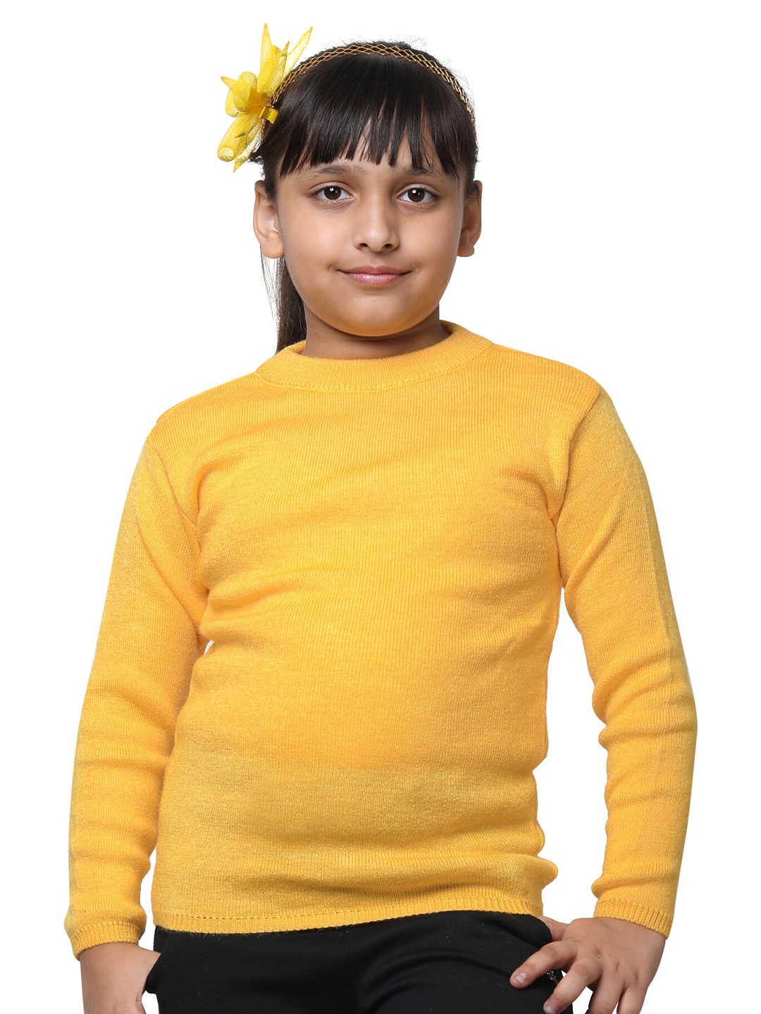 

IndiWeaves Girls Round Neck Woollen Pullover, Yellow