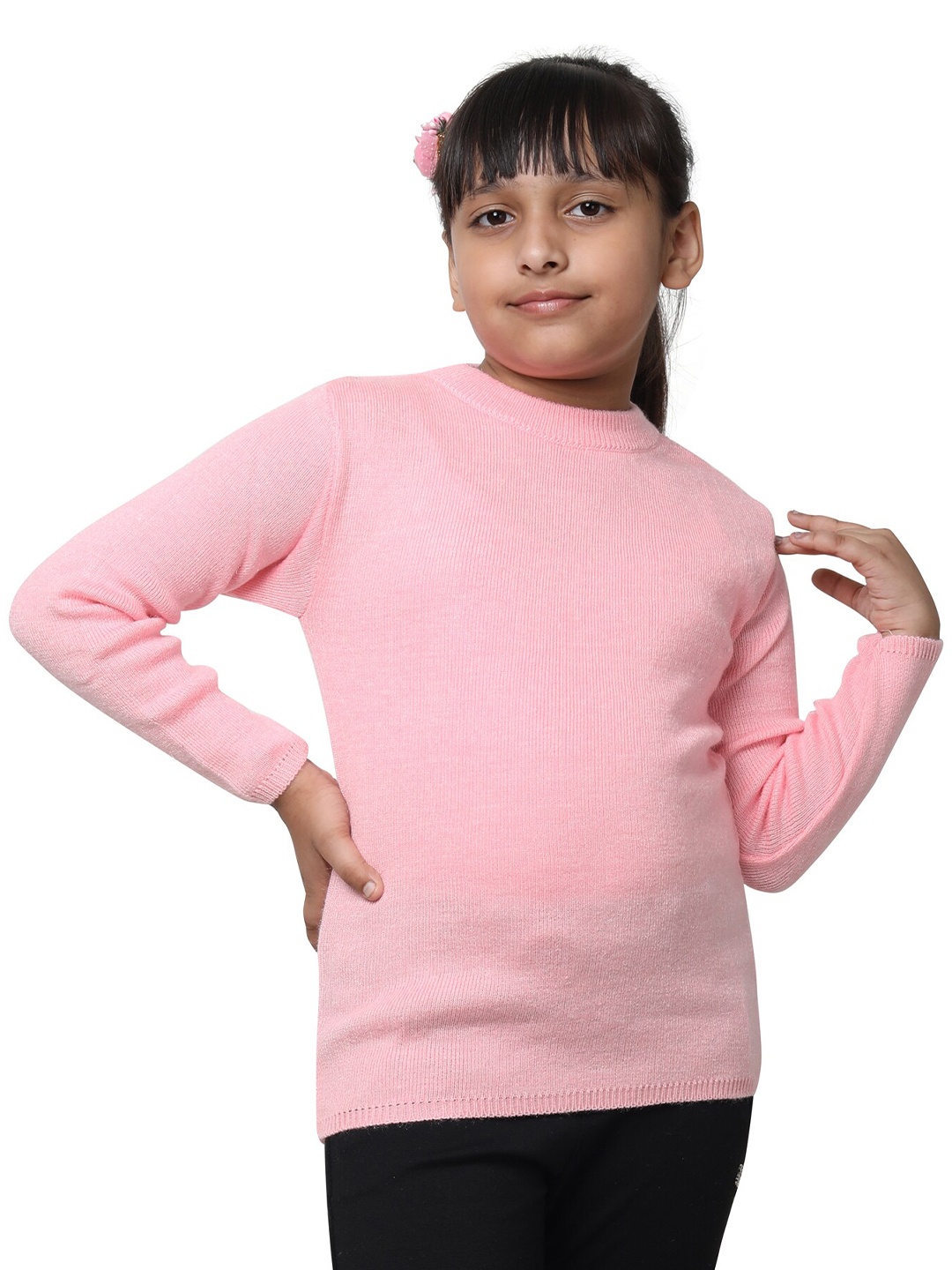 

IndiWeaves Girls Round Neck Woollen Pullover, Pink