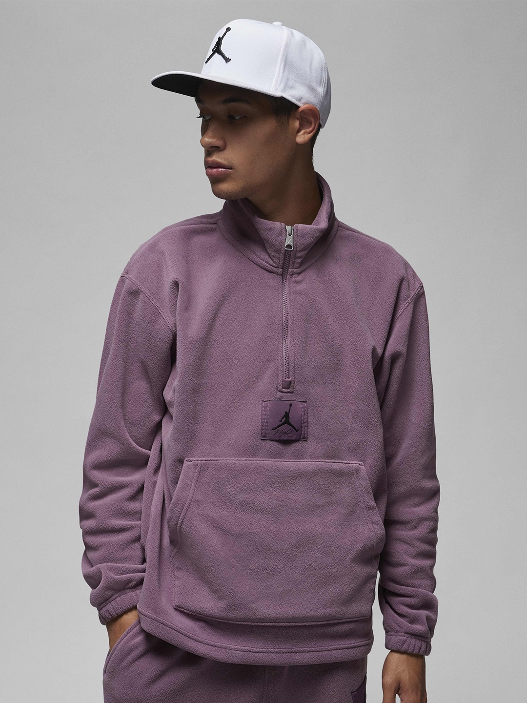 

Nike Jordan Essentials Winterized Half-Zip Fleece Mock Collar Sweatshirt, Purple