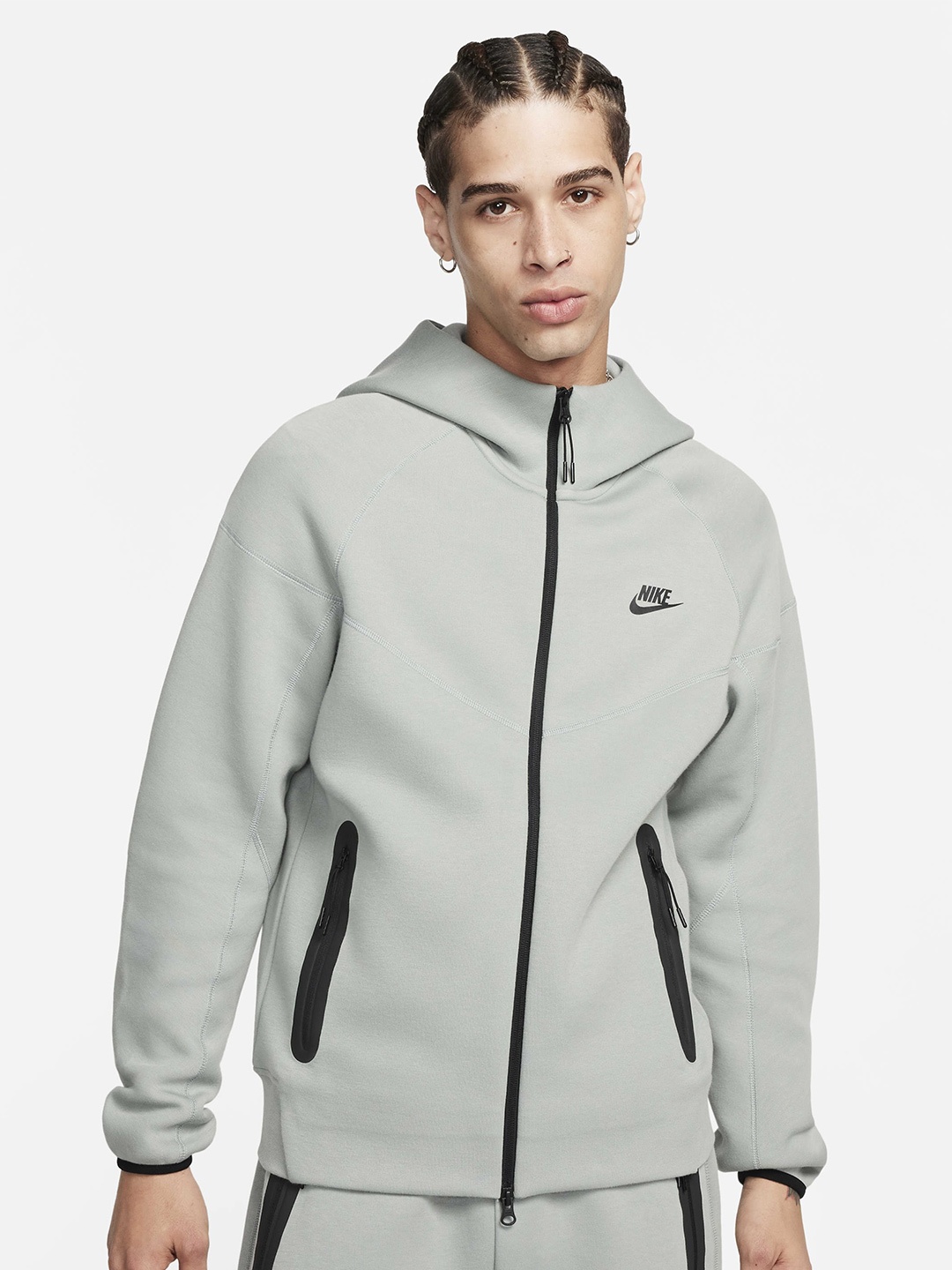 

Nike Sportswear Tech Fleece Windrunner Full-Zip Hooded Front-Open Jacket, Grey