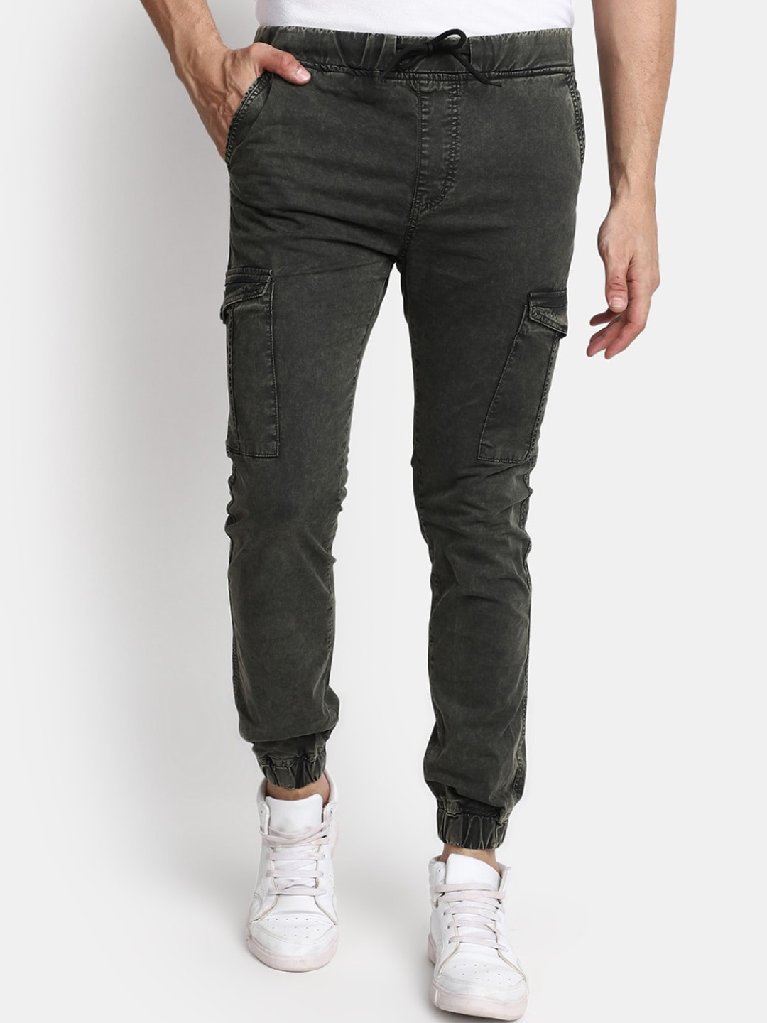 

V-Mart Men Mid-Rise Clean Look Cotton Jeans, Green