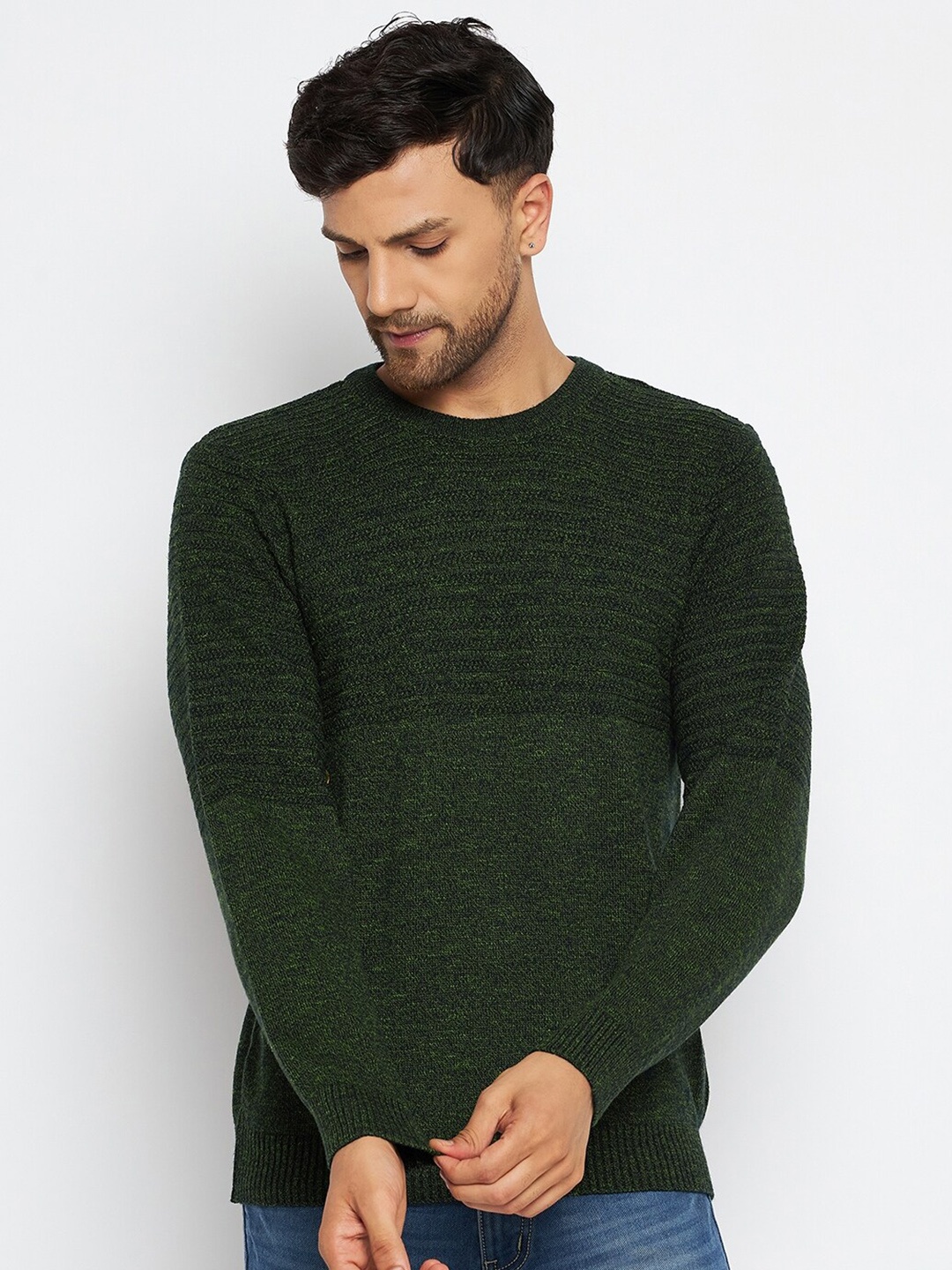 

Duke Cable Knit Self Designed Acrylic Pullover, Green