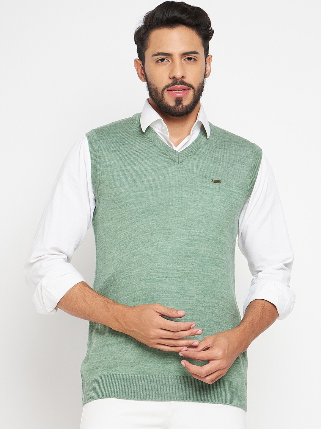 

Duke V Neck Ribbed Sweater Vest, Green