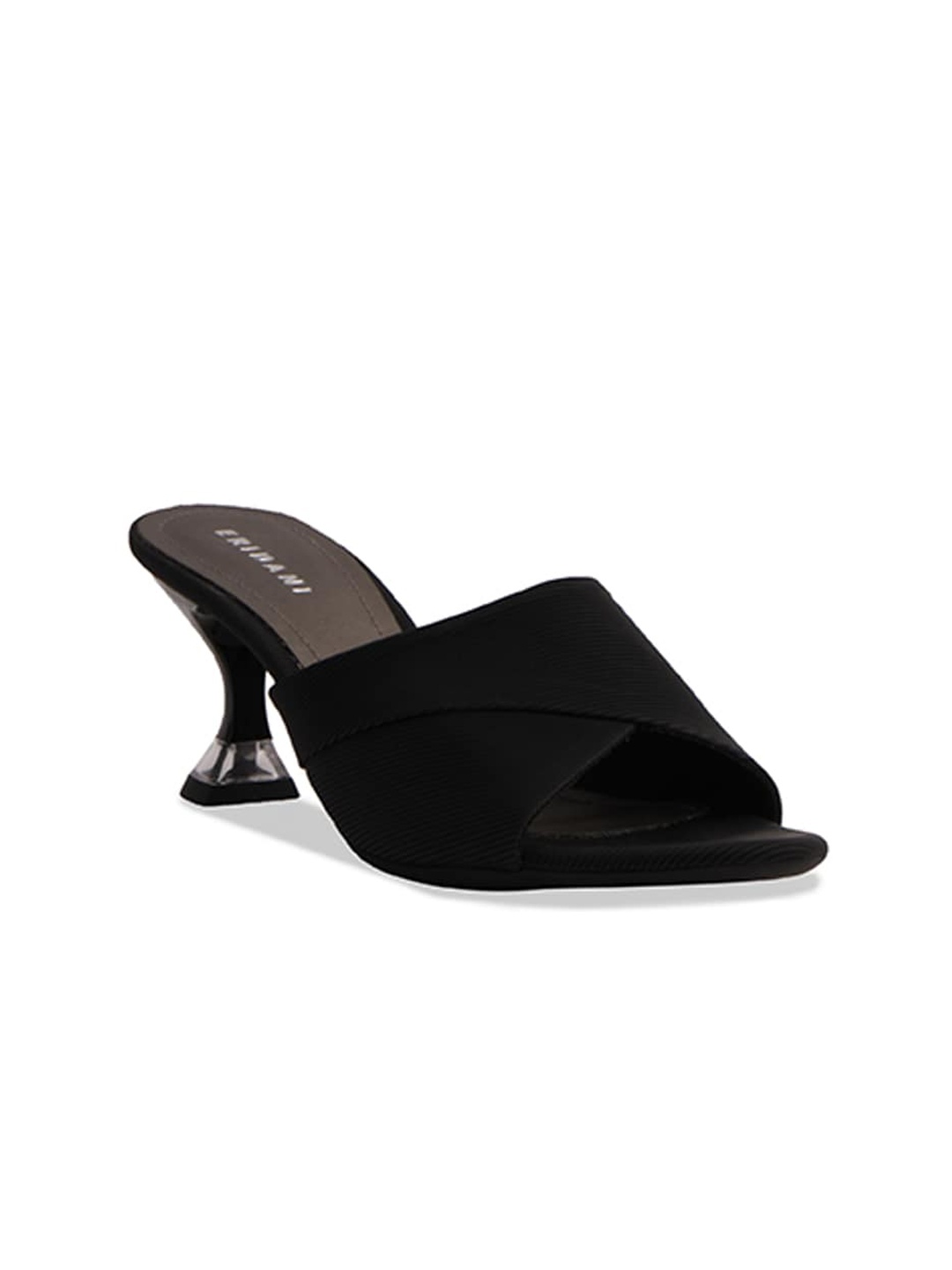 

ERIDANI Peep Toe Kitten Heels, Black