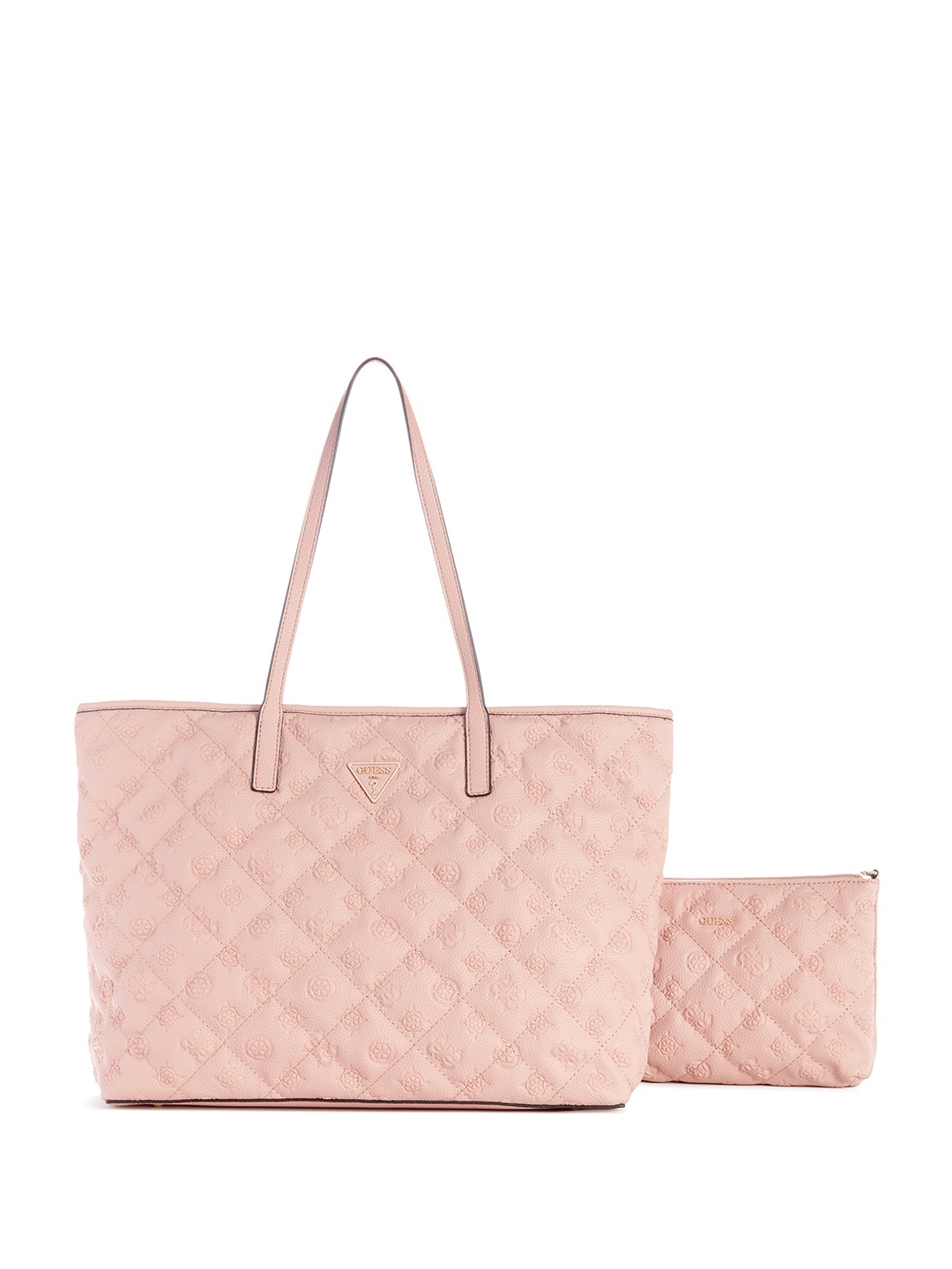 

GUESS Floral Textured Oversized Structured Shoulder Bag with Quilted Detail, Pink