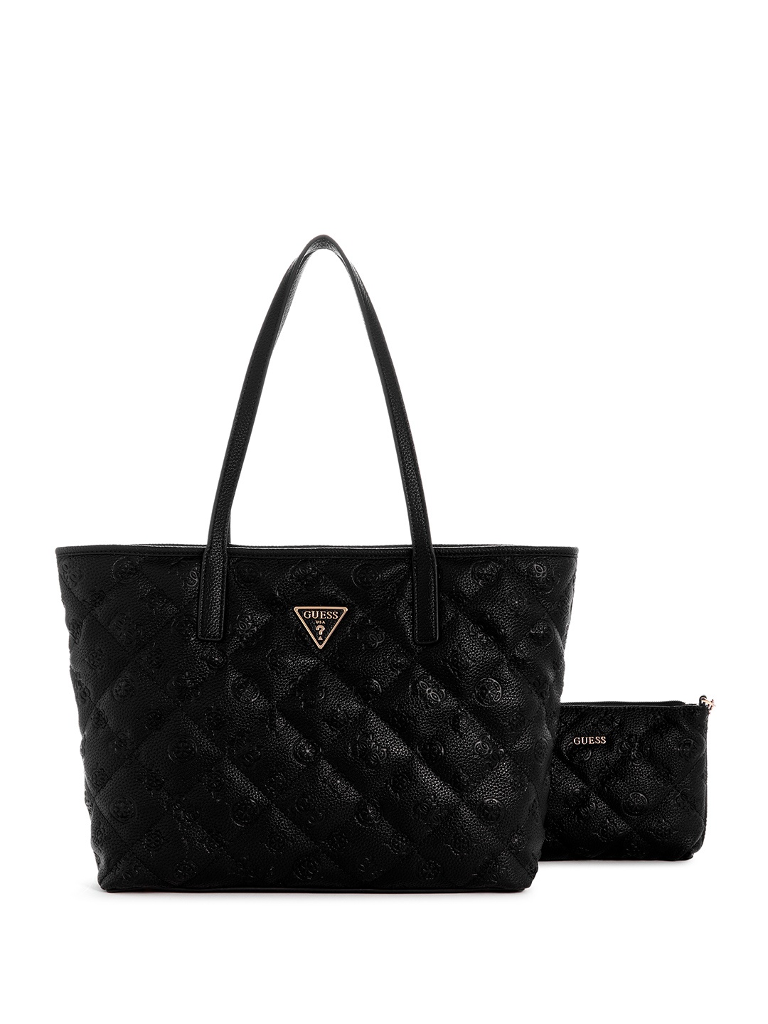 

GUESS Floral Textured Structured Shoulder Bag with Quilted Detail, Black