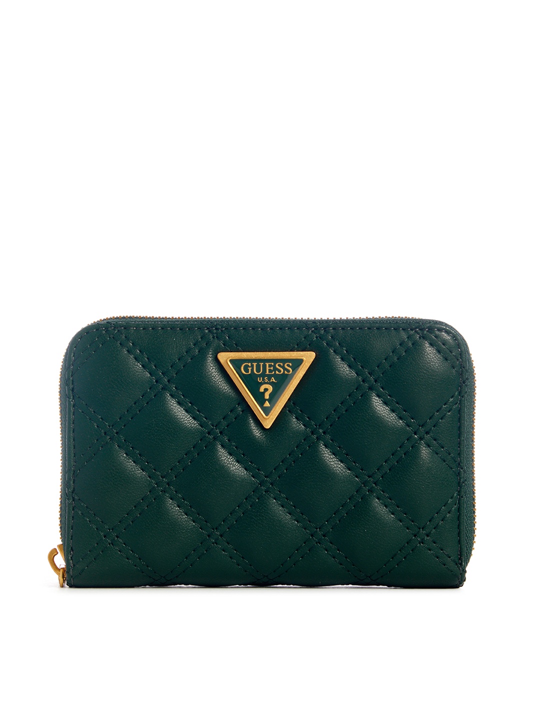 

GUESS Women Quilted Detail Zip Around Wallet, Green