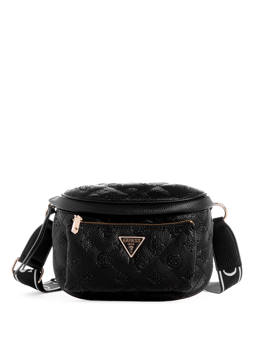 

GUESS Brand Logo Textured & Quilted Sling Bag, Black