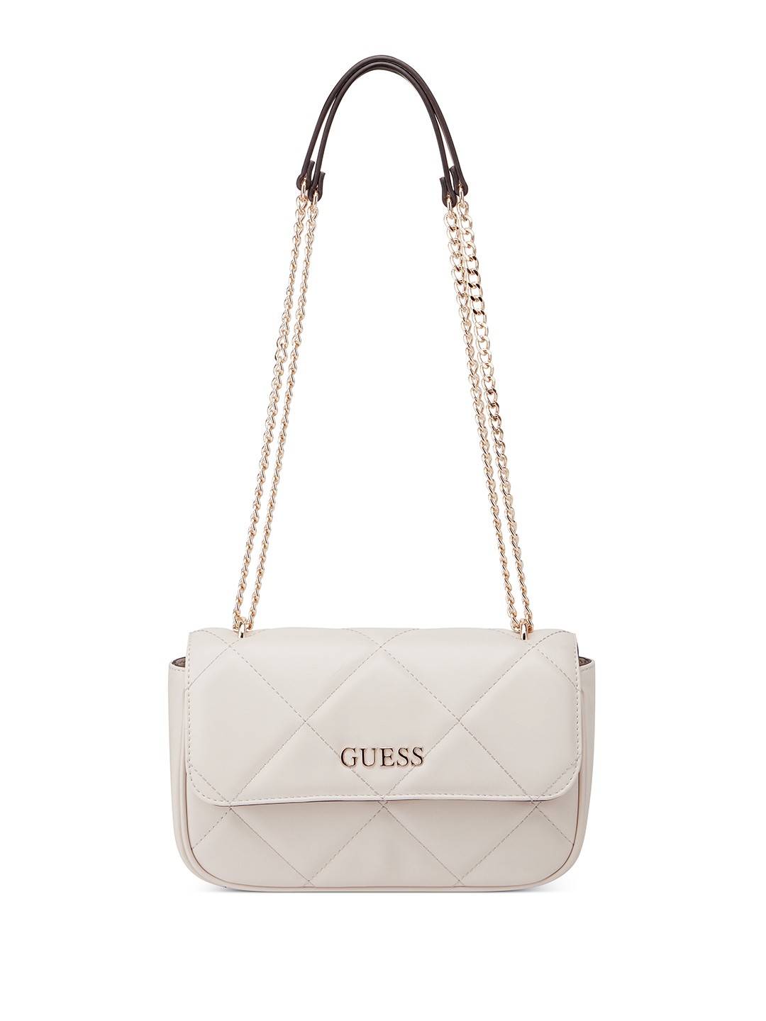 

GUESS Quilted Structured Shoulder Bag, Beige