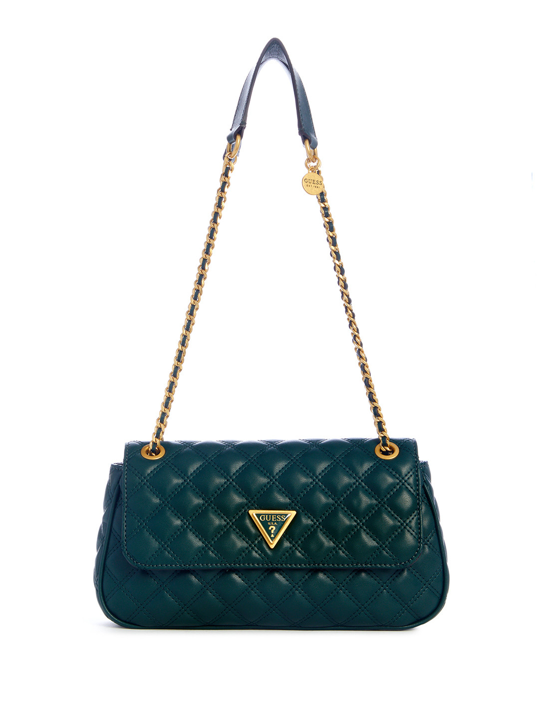 

GUESS Structured Shoulder Bag with Quilted Detail, Green