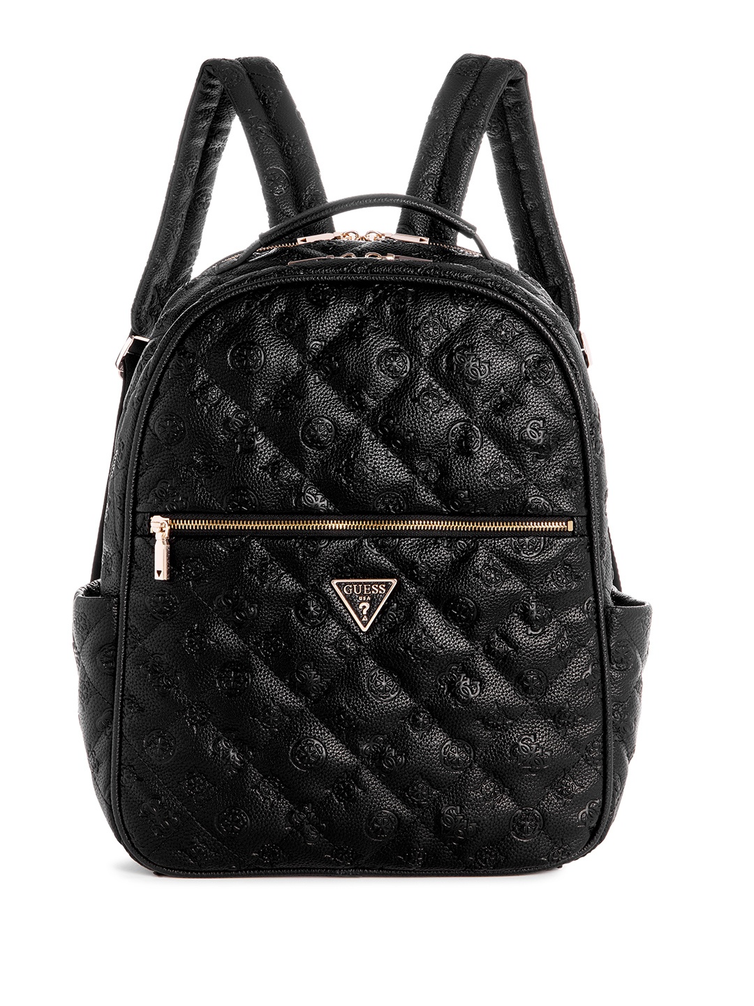 

GUESS Women Brand Logo Textured Medium-Sized Backpack with Quilted Detail 19L, Black