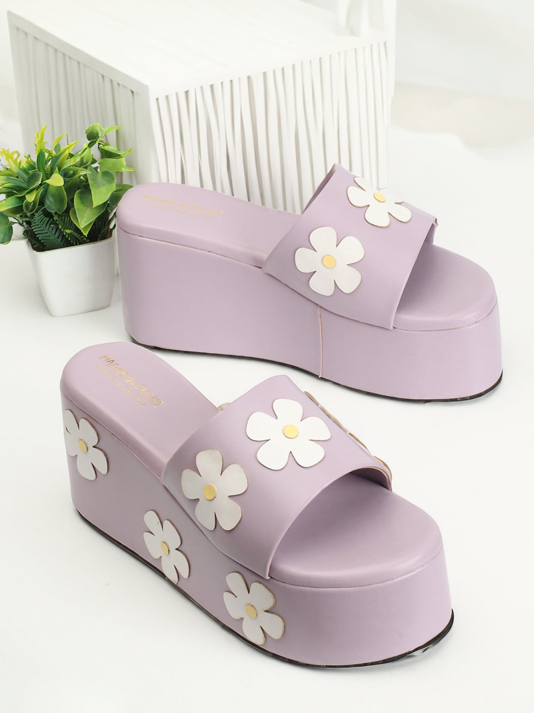 

madam glorious Printed Flatform Heels, Lavender