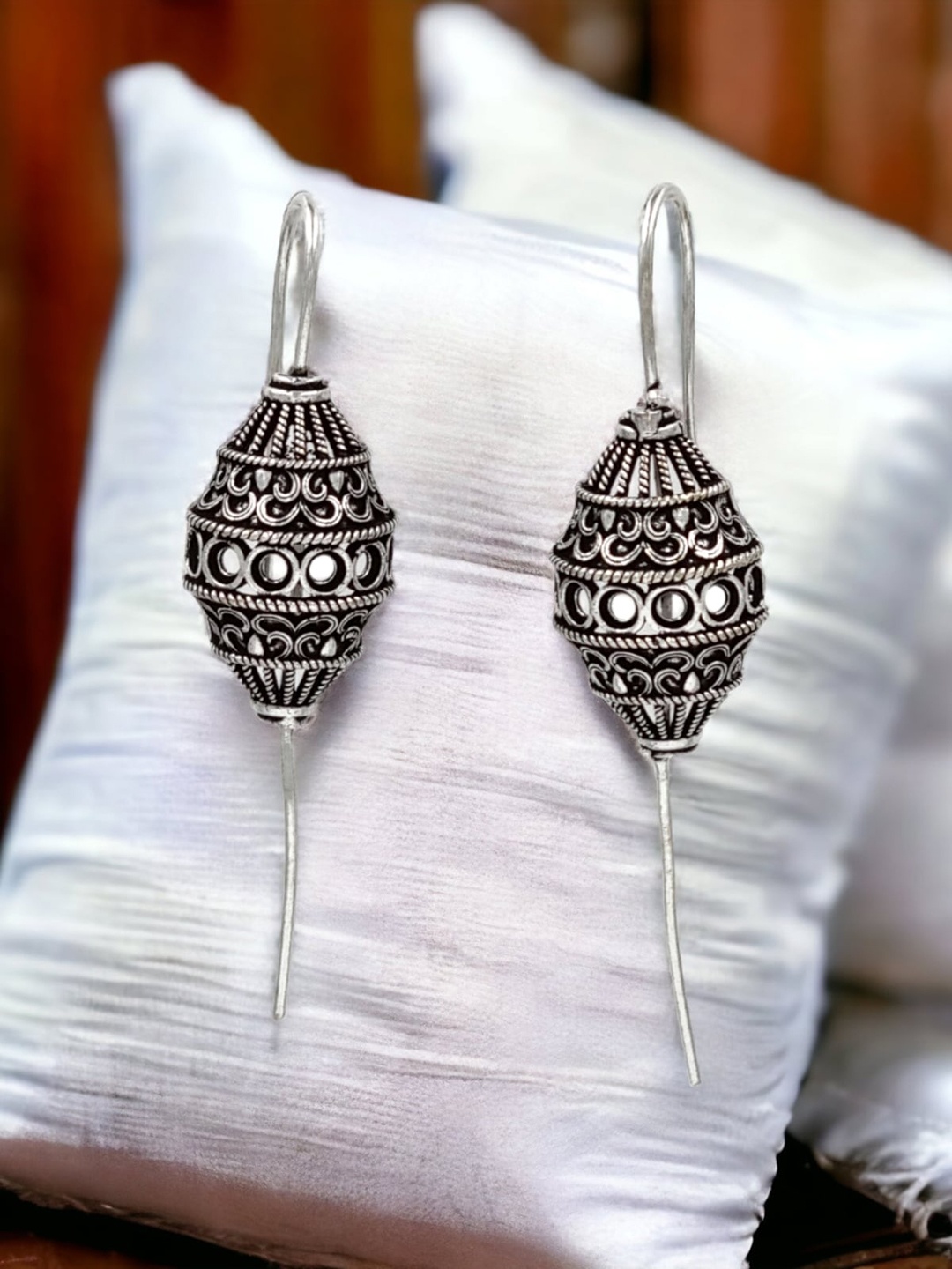 

Sangria Silver Plated Oxidised Drop Earrings