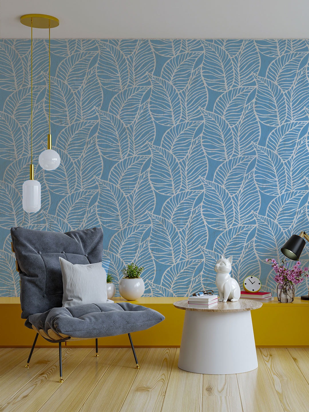 

KAYRA DECOR White Lilac Leaf Design Wall Painting Stencil
