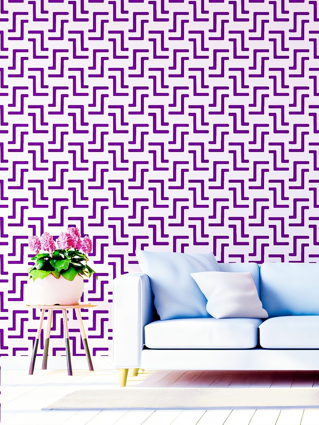 KAYRA DECOR White Fret Pattern Design Wall Painting Stencil