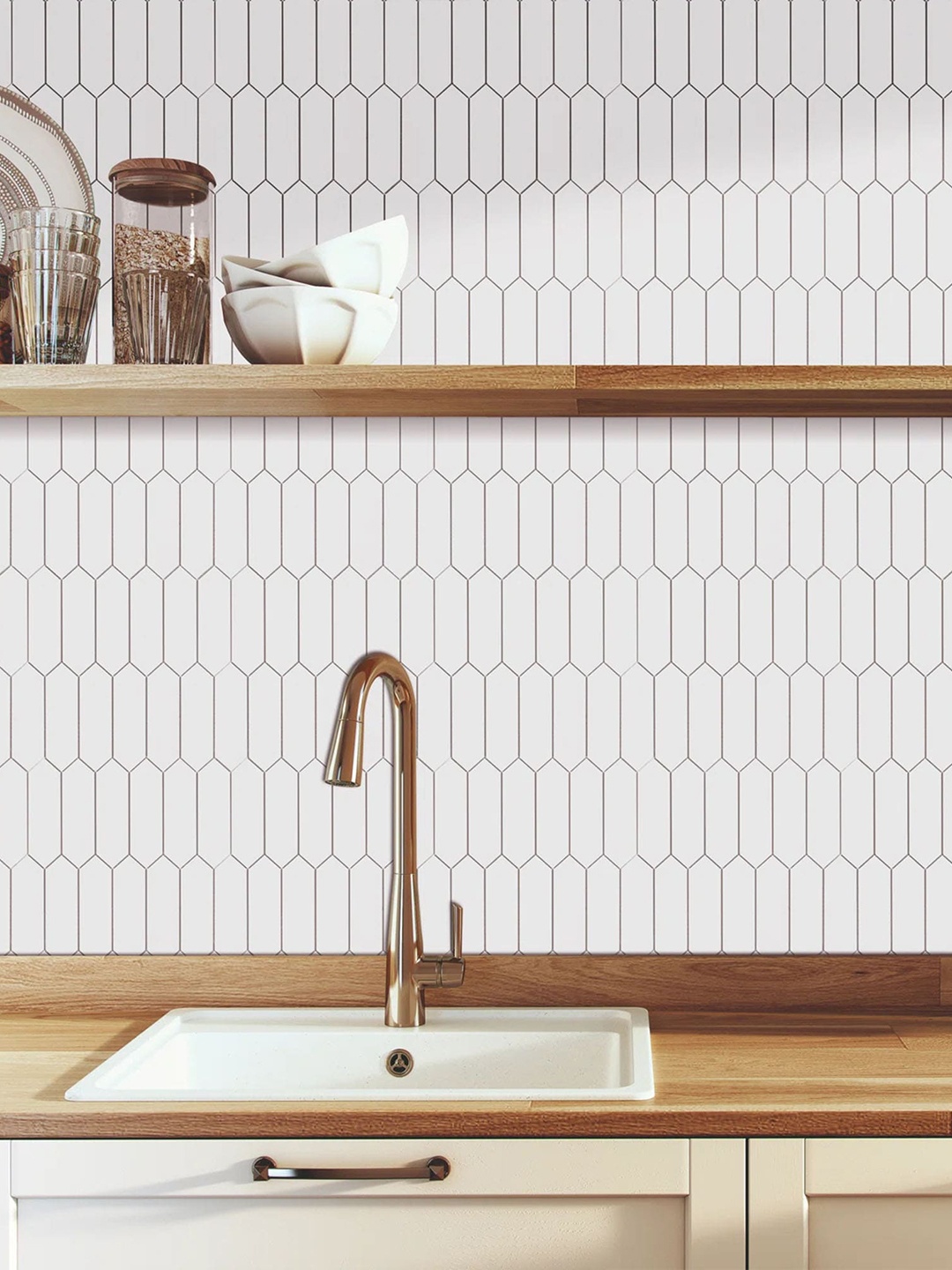 

KAYRA DECOR White Dazzel Line Design Wall Stencil