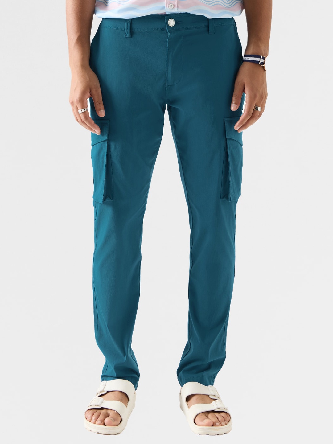 

The Souled Store Men Relaxed Cargos Trousers, Blue