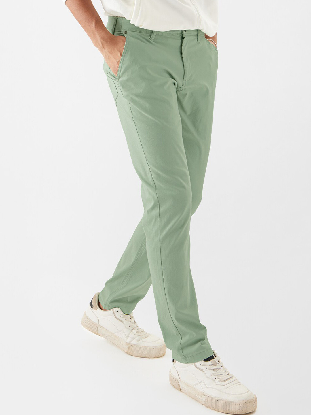 

The Souled Store Men Regular Fit Relaxed Trousers, Green