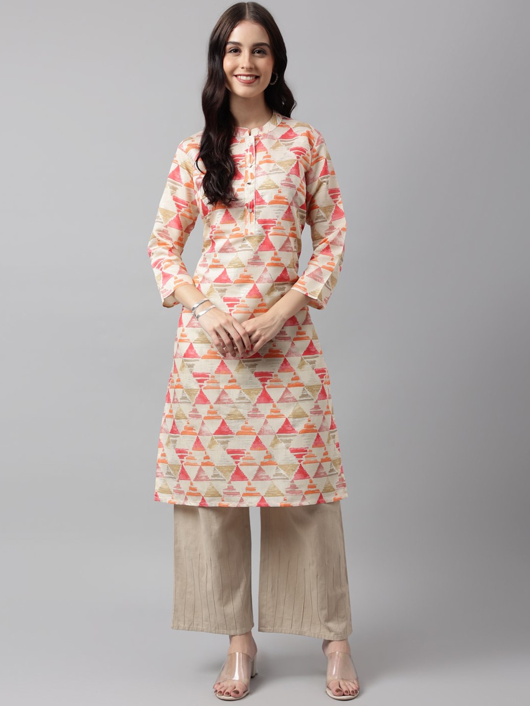 

KALINI Floral Printed Sequinned Kurta, Red