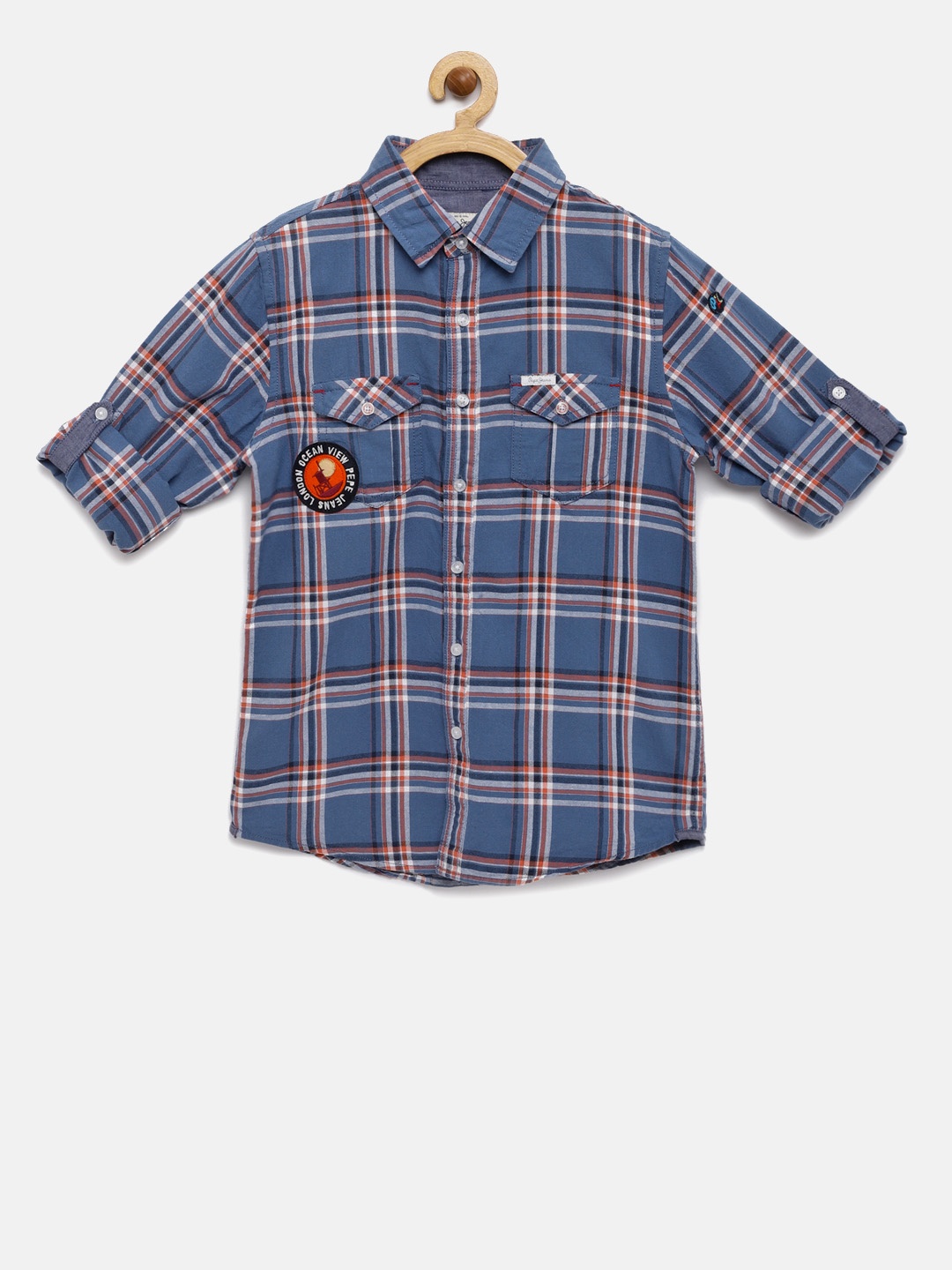 

Pepe Jeans Boys Blue Regular Fit Checked Casual Shirt