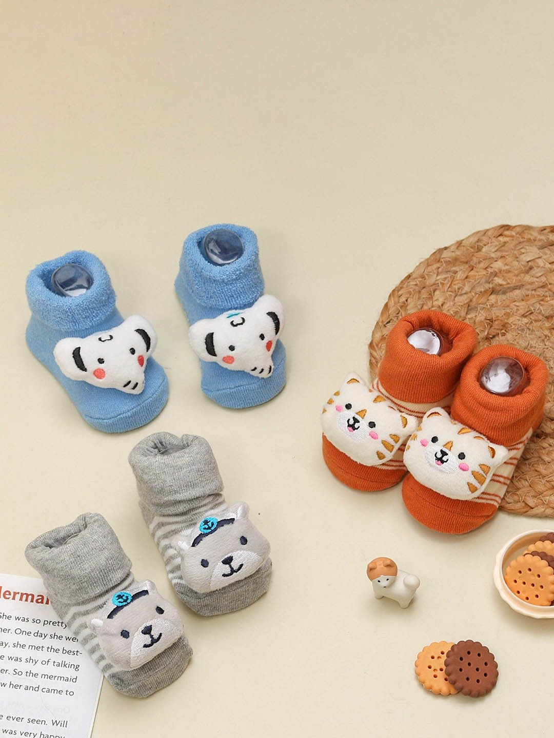 

Yellow Bee Infants Boys Pack Of 3 Patterned Cotton Ankle-Length Socks, Blue