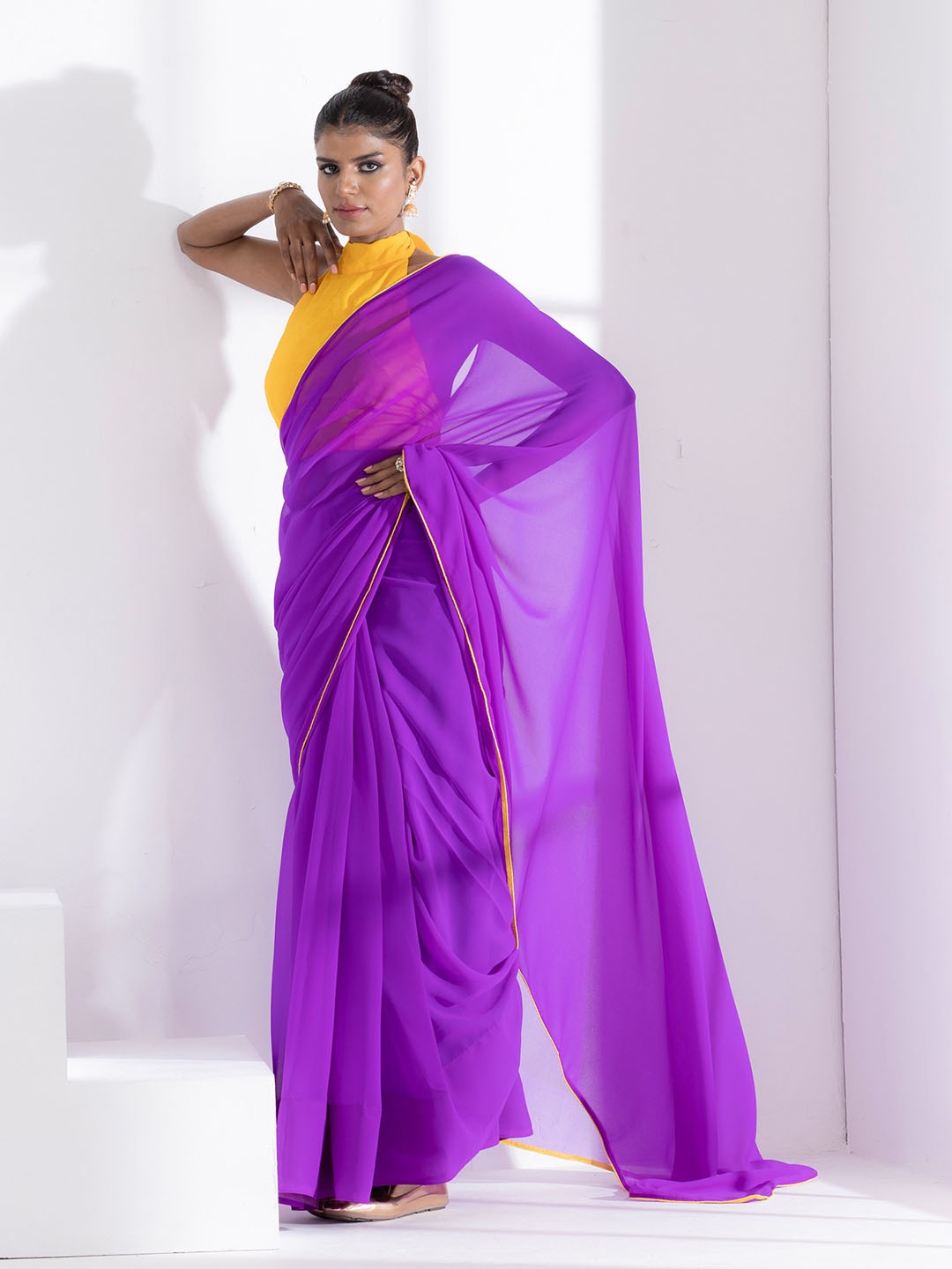 

Swtantra Poly Georgette Saree, Purple