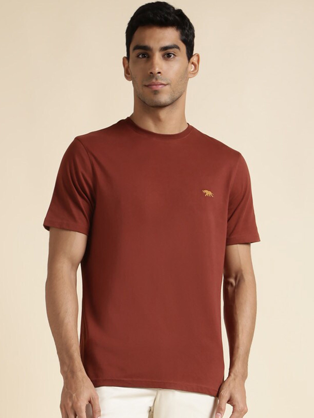 

Andamen Round Neck Pure Cotton T-shirt, Rust