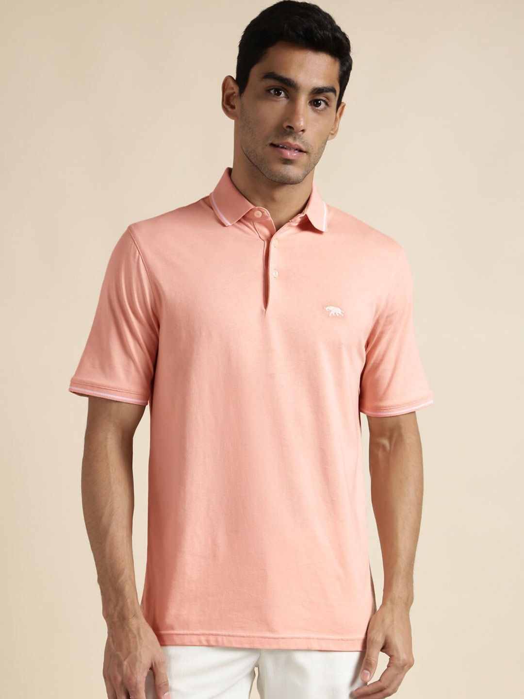 

Andamen Polo Collar Short Sleeves Cotton T-shirt, Pink