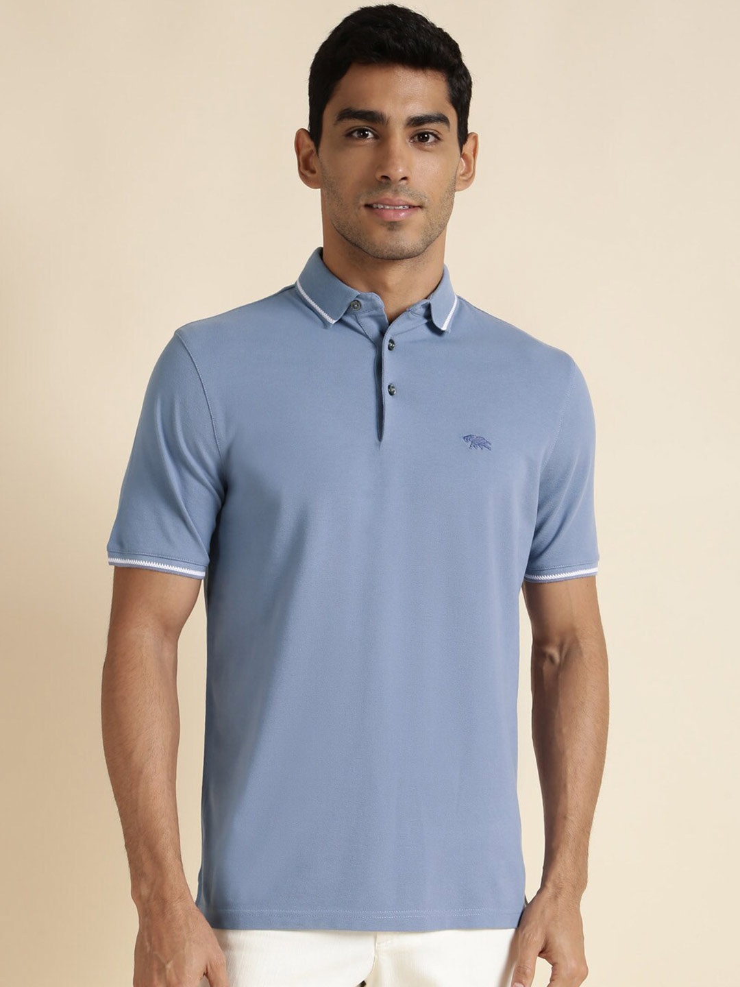 

Andamen Polo Collar Pure Cotton T-shirt, Blue