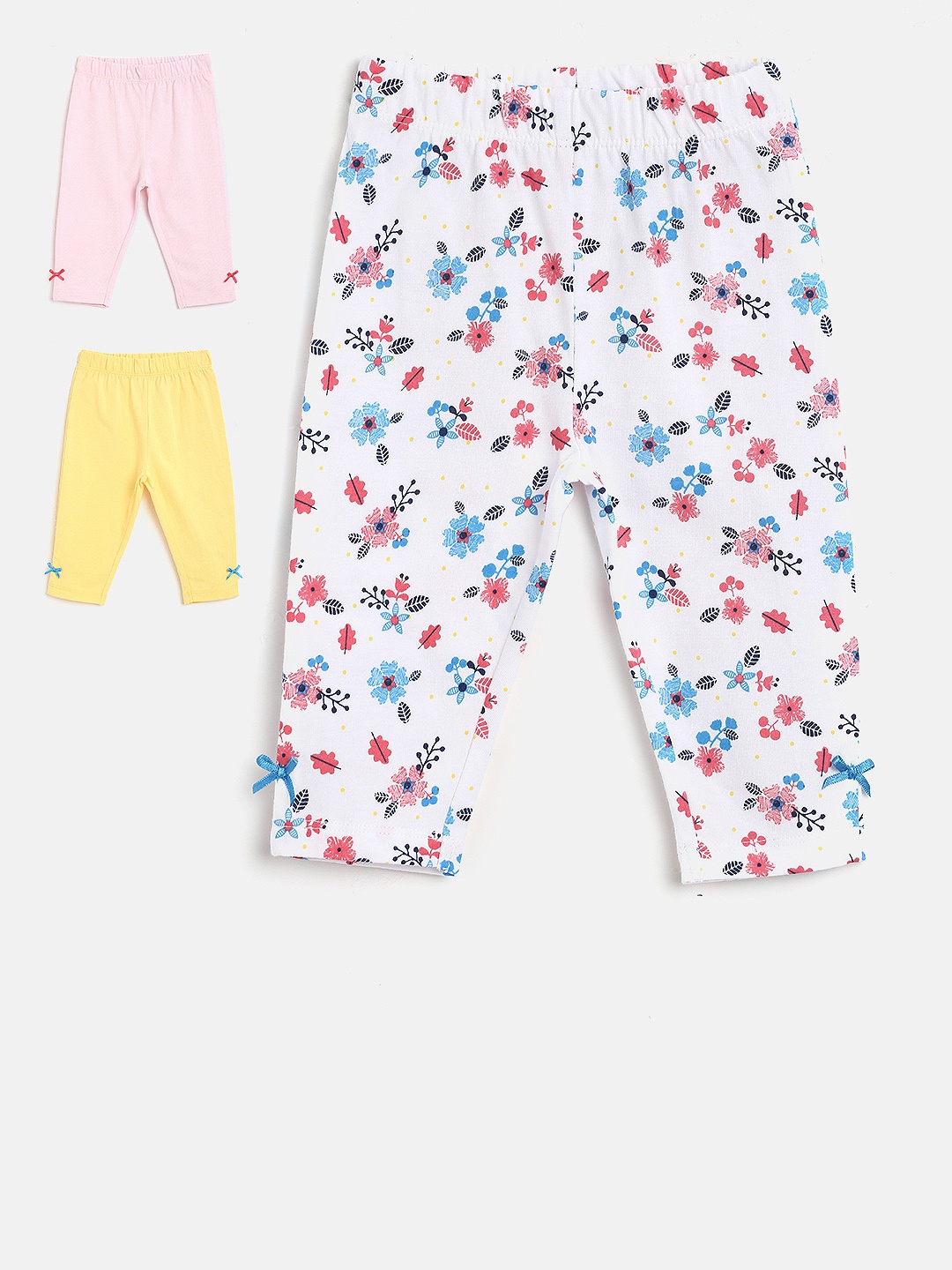 

MINI KLUB Girls Pack of 3 Printed Knitted Leggings, Pink