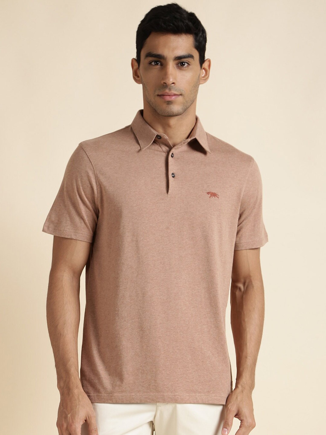 

Andamen Polo Collar Cotton T-shirt, Brown