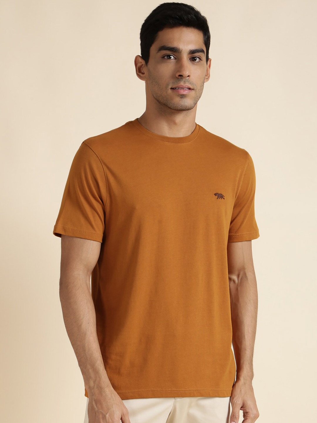 

Andamen Round Neck Cotton T-shirt, Mustard