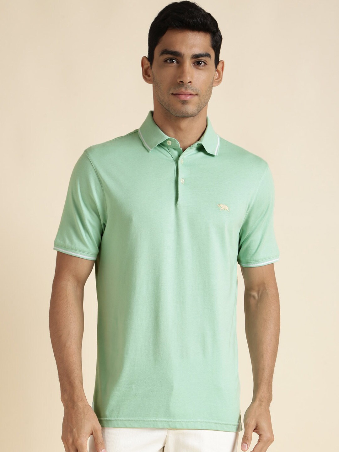 

Andamen Polo Collar Pure Cotton T-shirt, Green