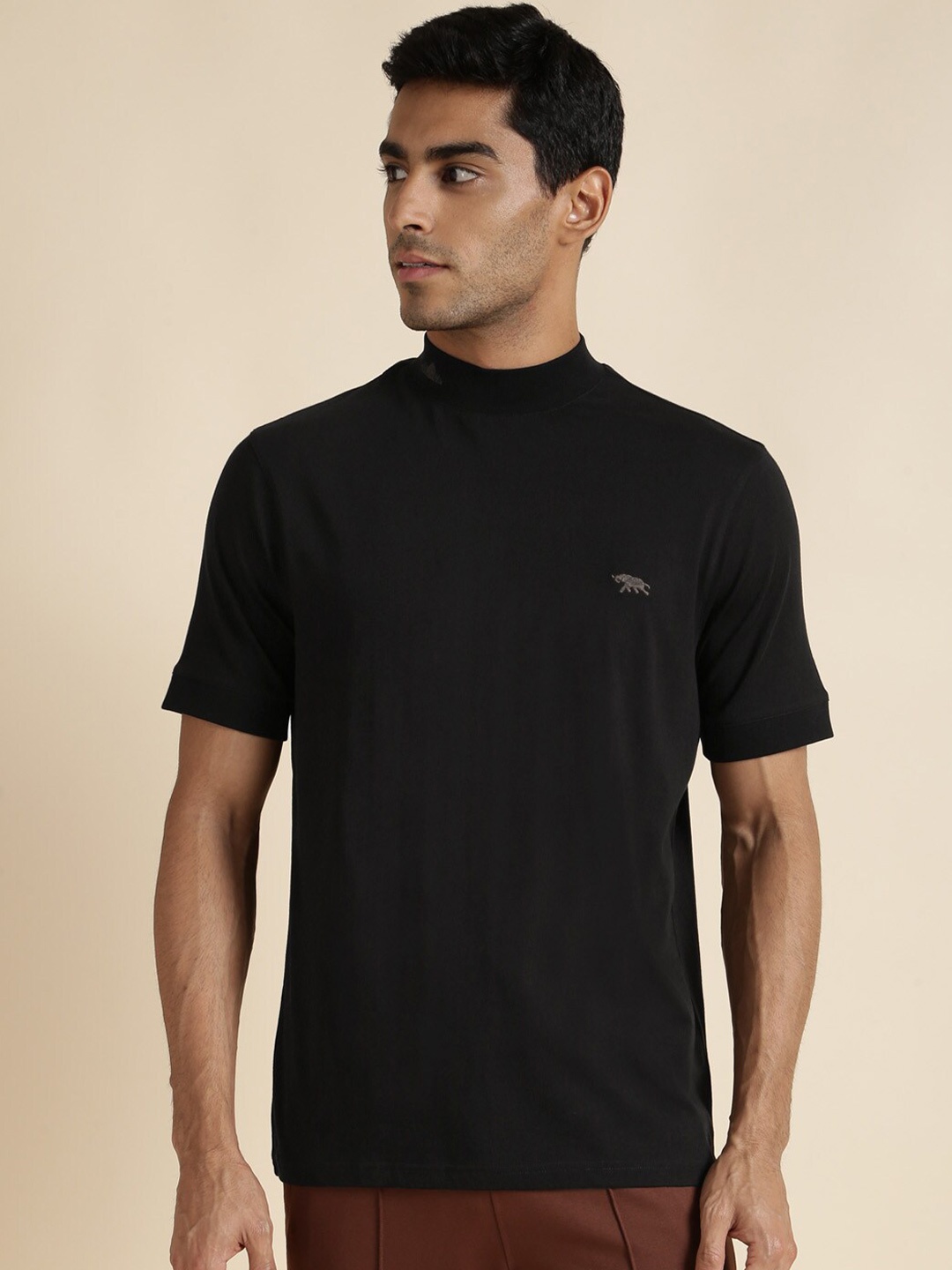 

Andamen High Neck Cotton T-shirt, Black