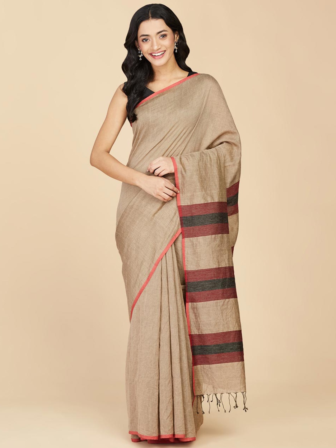 

Fabindia Striped Woven Design Saree, Beige