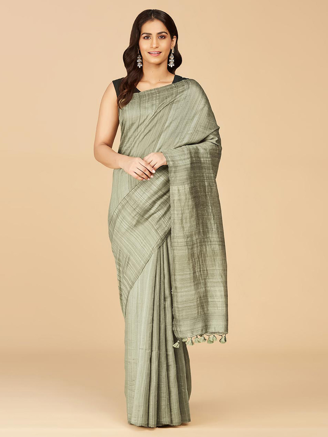 

Fabindia Beige Woven Design Pure Silk Saree