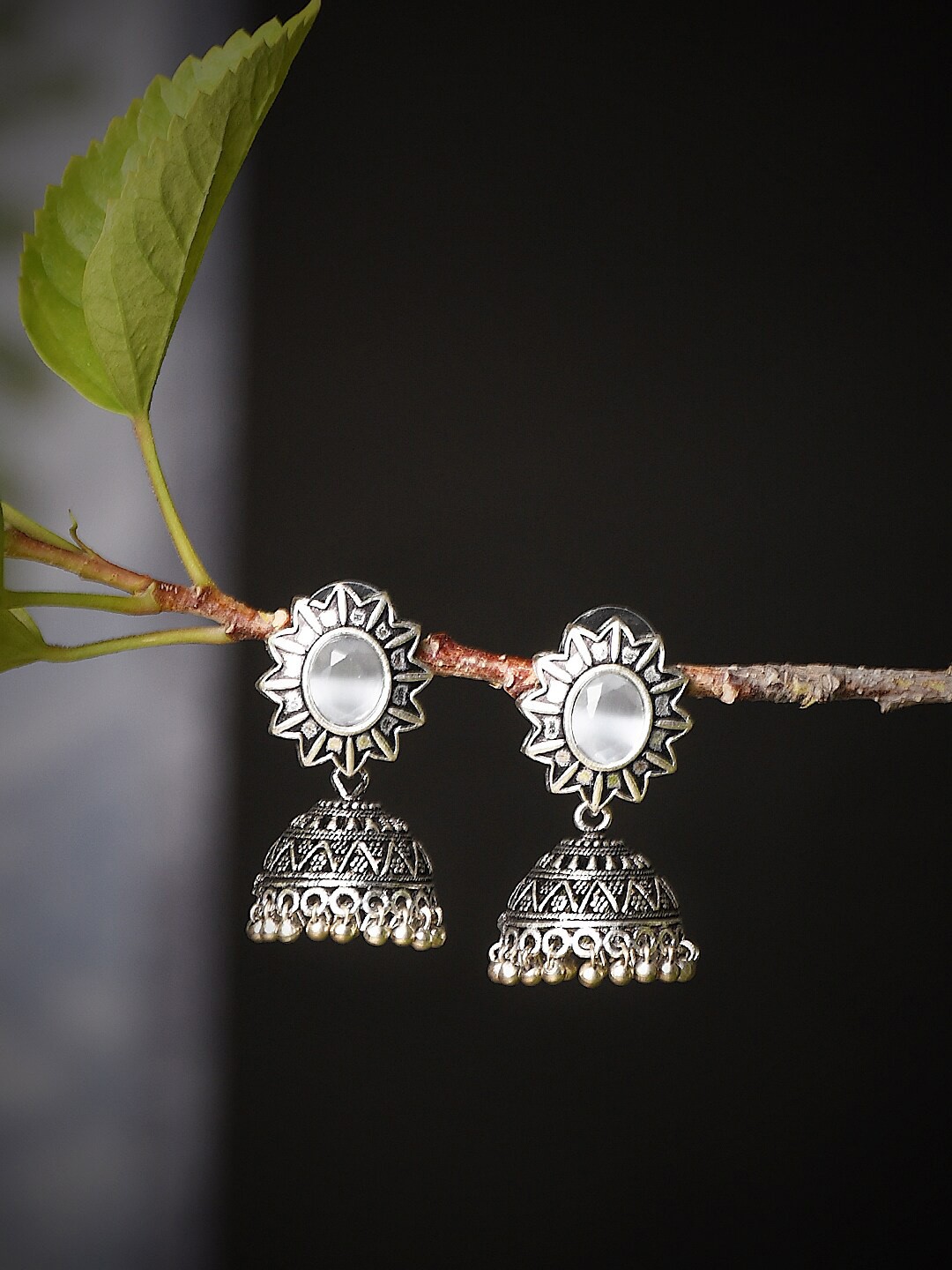 

Bamboo Tree Jewels Contemporary Jhumkas Earrings, Metallic