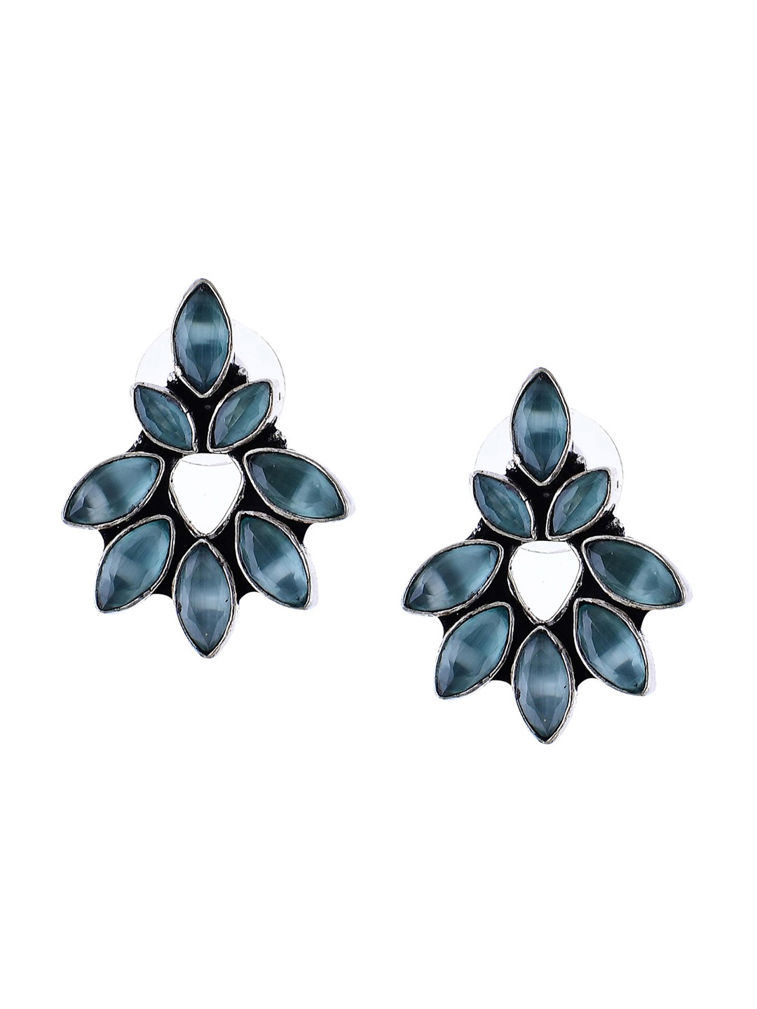 

Bamboo Tree Jewels Silver Plated Contemporary Stone-Studded Drop Earrings