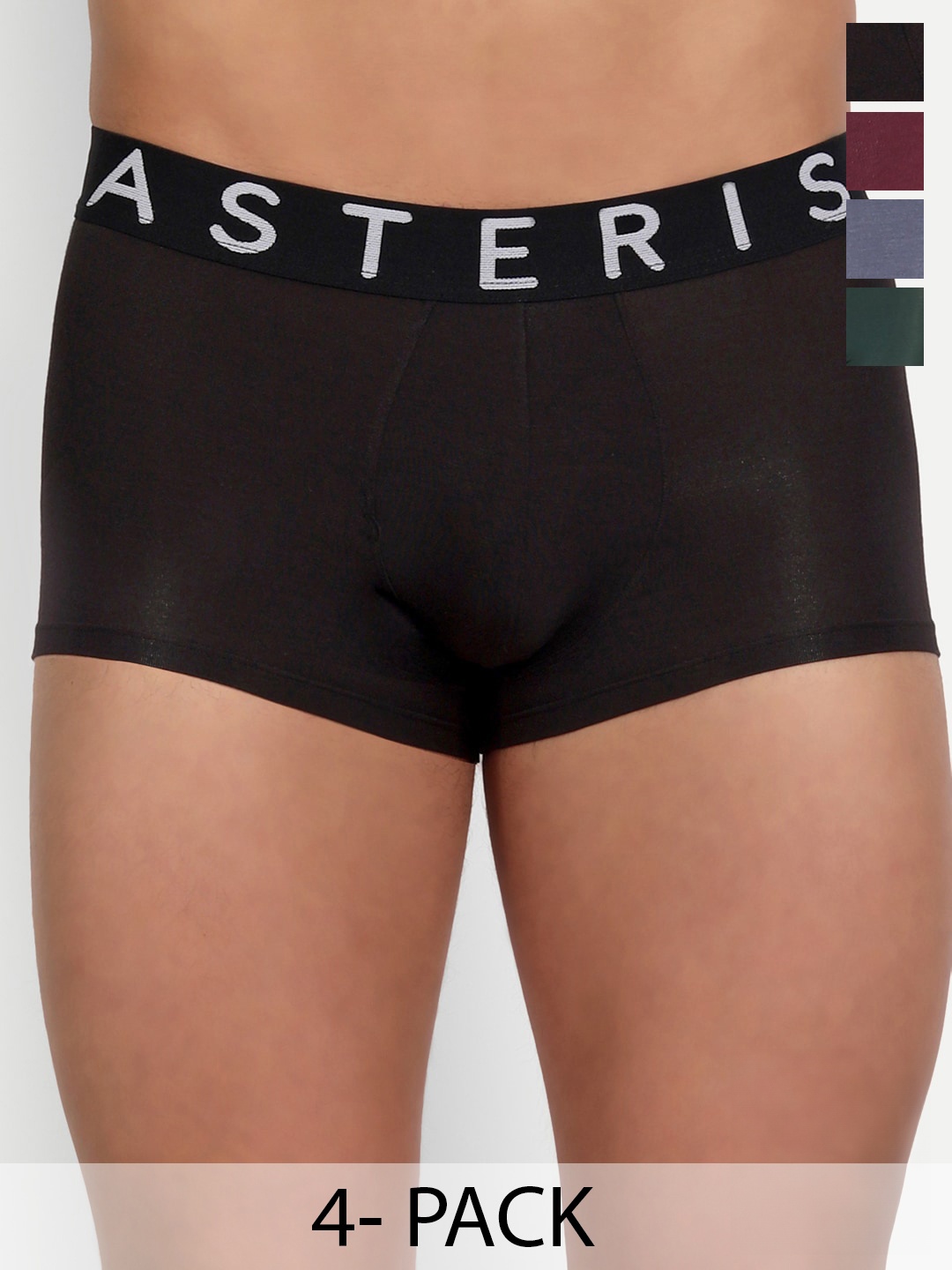 

Asterisk Pack Of 4 Short Trunks MTR-CBK&SBL&BUR&FGN-XS-04, Black