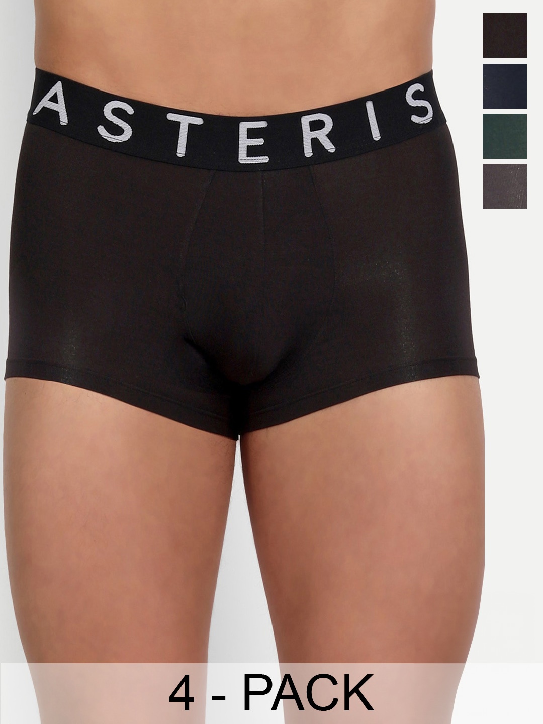 

Asterisk Pack Of 4 Short Trunks MTR-CBK&PBL&MGY&FGN-XS-04, Black