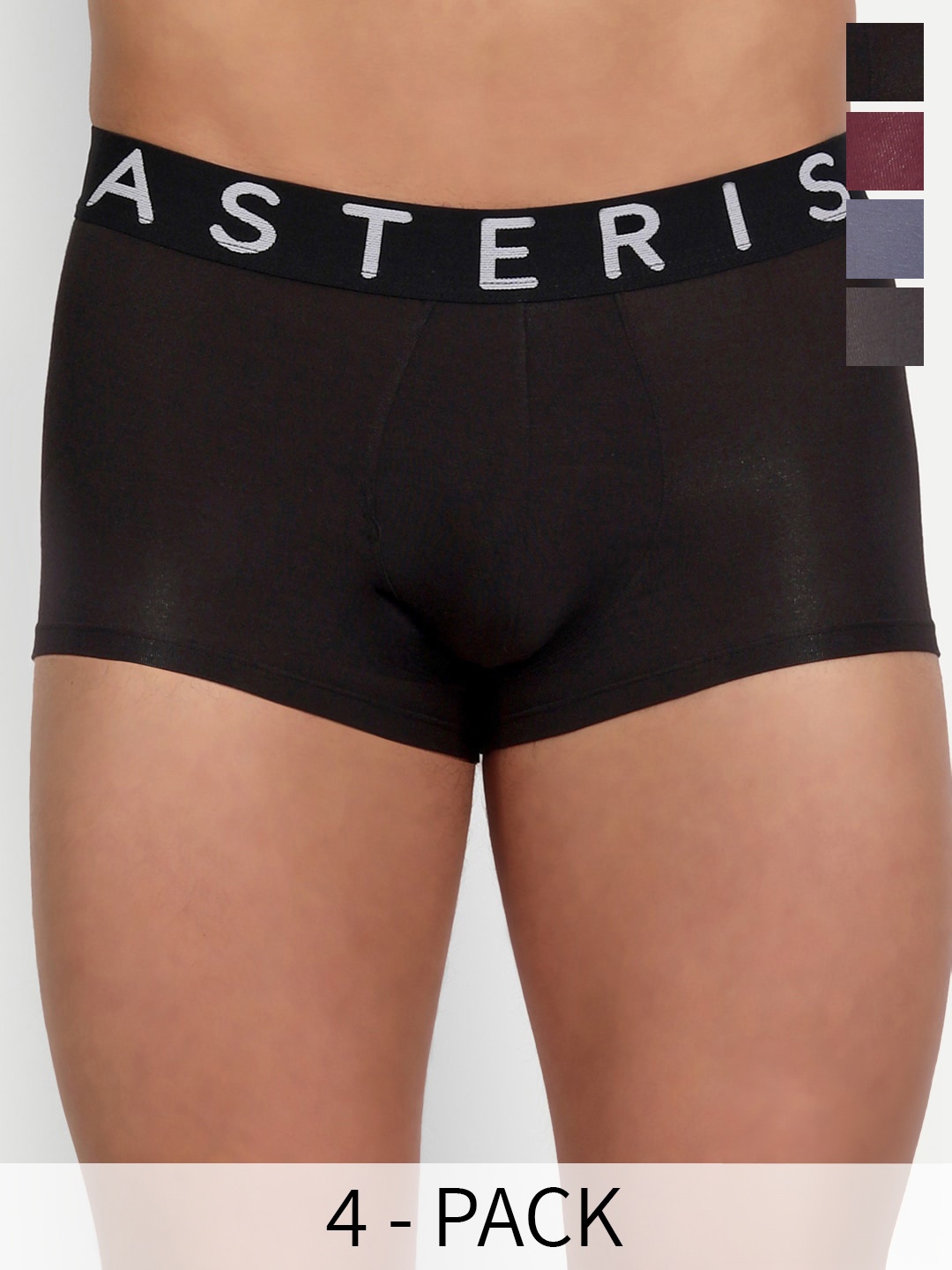

Asterisk Pack Of 4 Short Trunks MTR-CBK&SBL&BUR&MGY-XS-04, Black