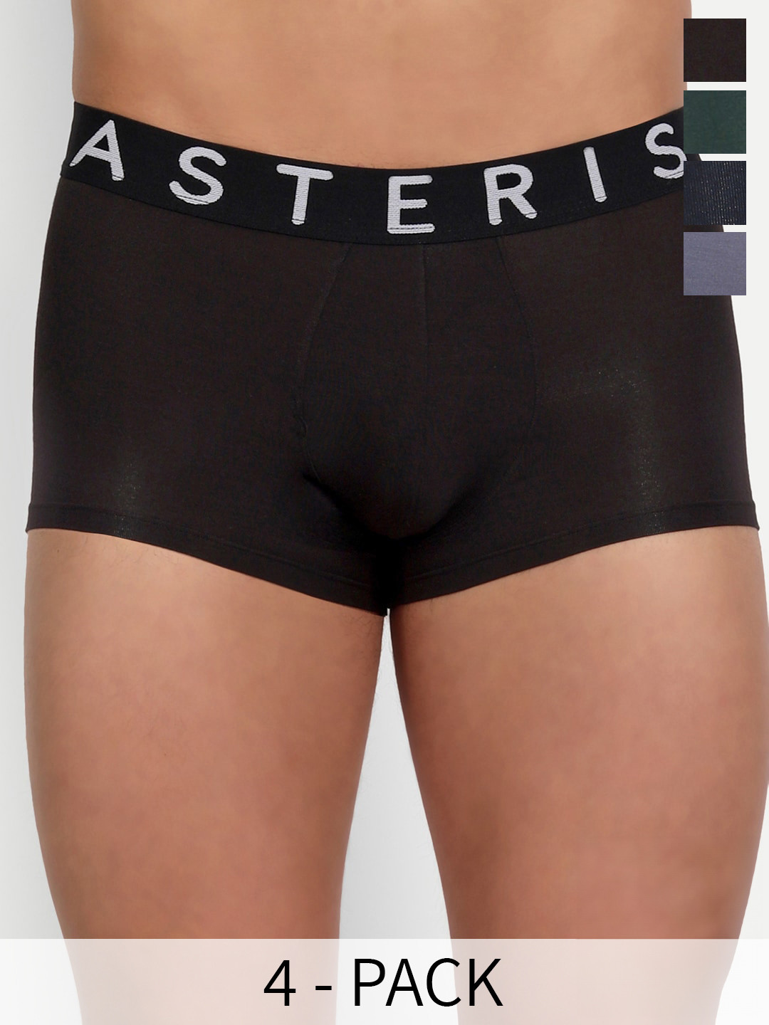 

Asterisk Pack Of 4 Short Trunks MTR-CBK&SBL&PBL&FGN-XS-04, Black