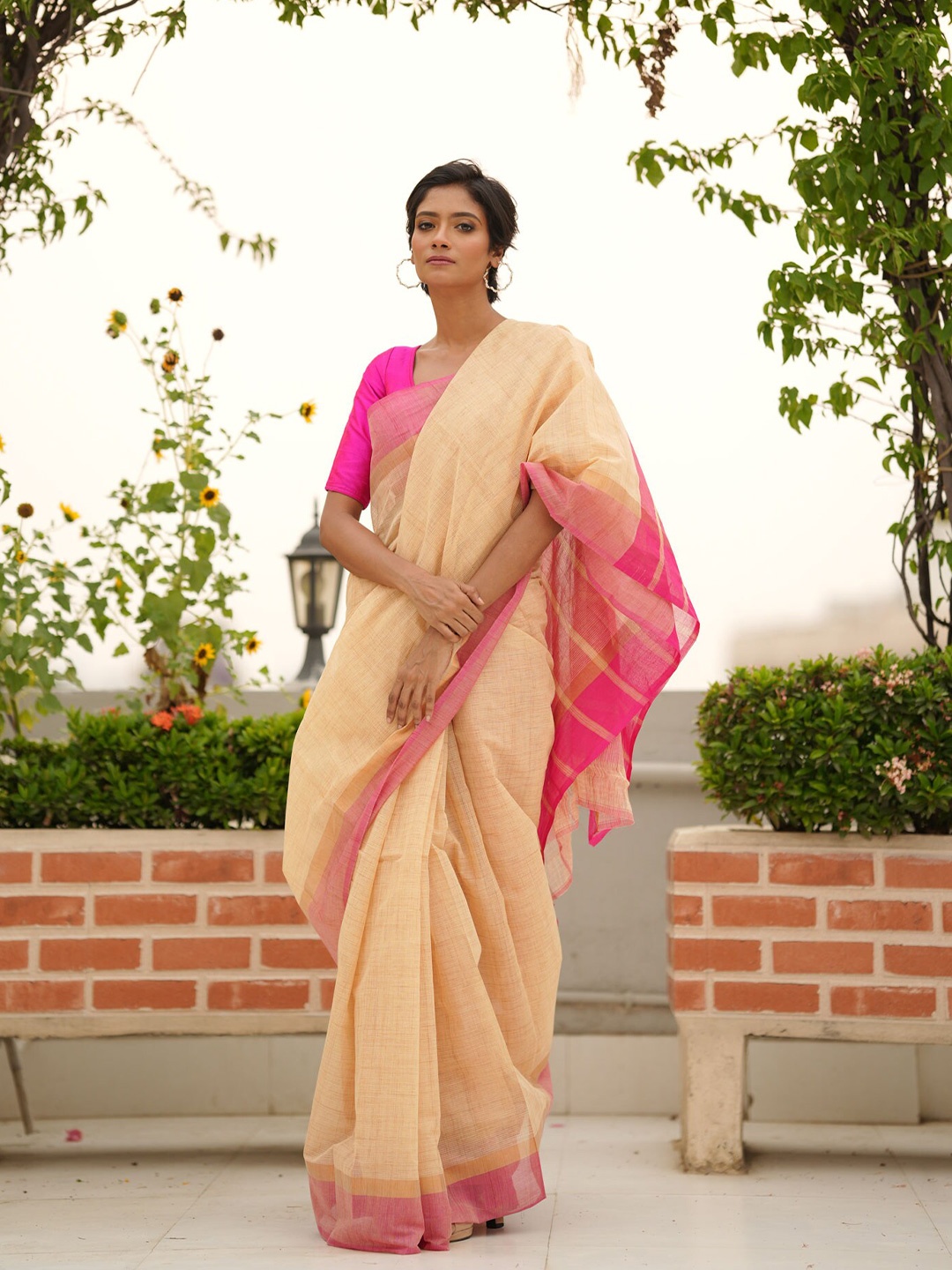 

Unnati Silks Pure Cotton Mangalagiri Saree, Cream