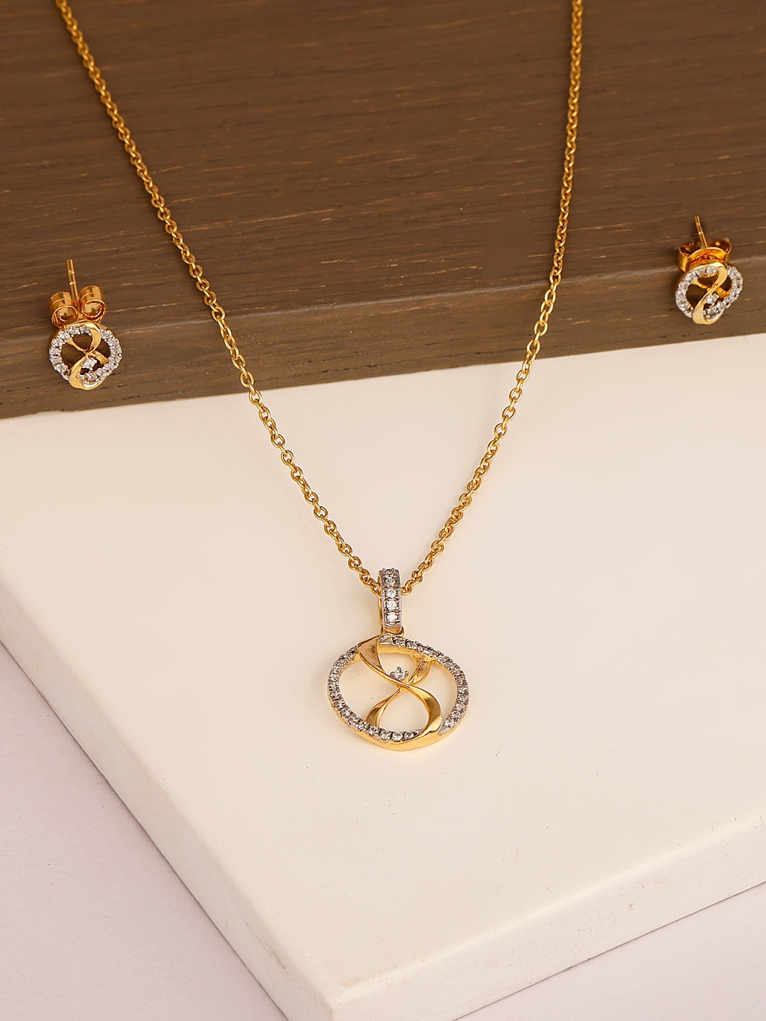 

Inddus Jewels 925 Sterling Silver Gold-Plated CZ-Studded Jewellery Set