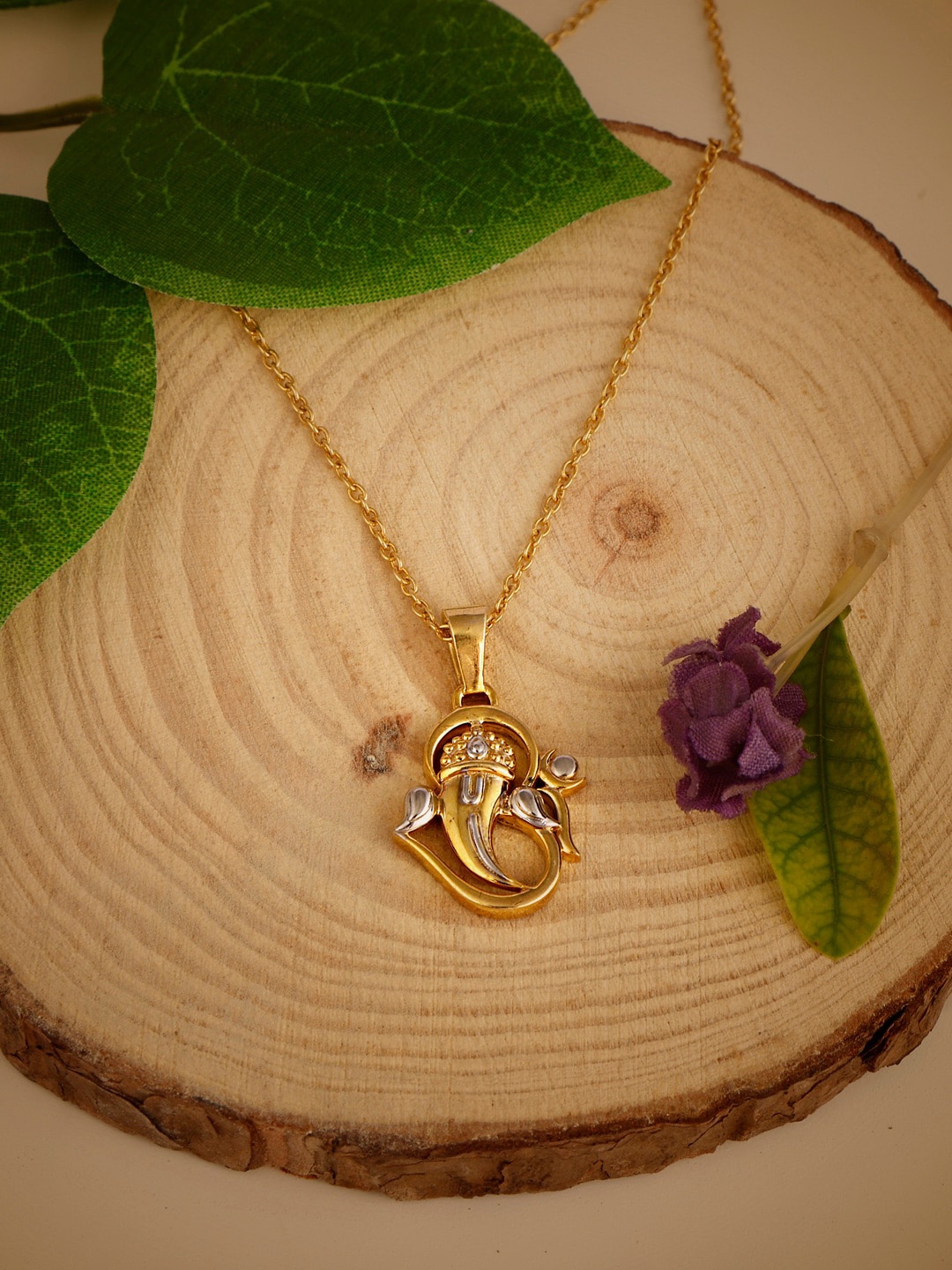 

Inddus Jewels 925 Sterling Silver Gold Plated Ganesh Ji Shaped Pendant