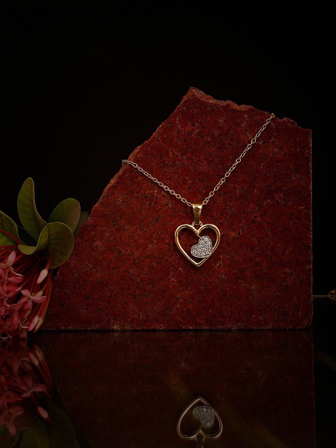 

Inddus Jewels 925 Sterling Silver Gold-plated CZ-studded Heart Shaped Pendant