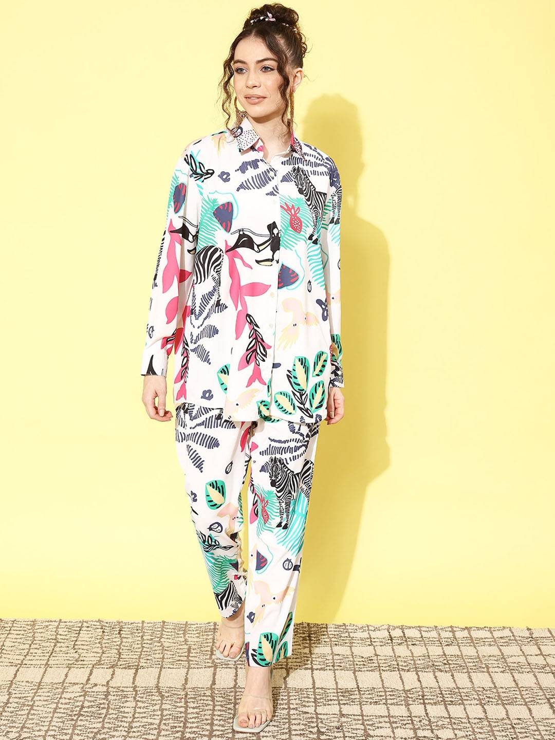 

Runway Dreams Floral Printed Kurti With Trousers, White